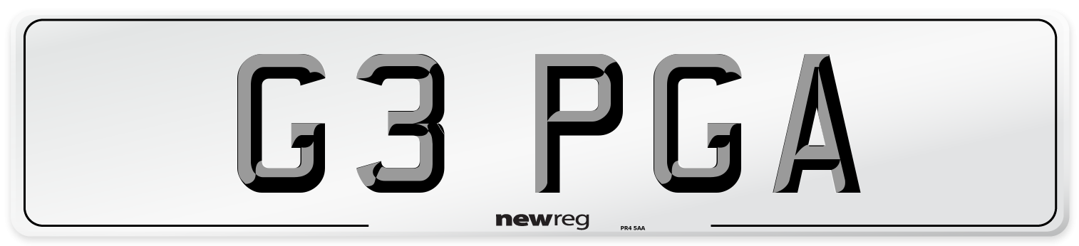 G3 PGA Number Plate from New Reg